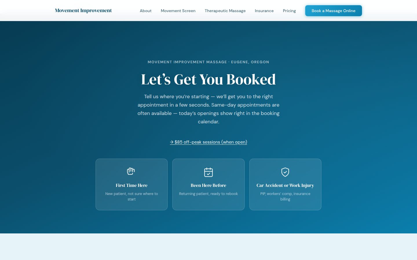 A booking website built by Therapy Admins